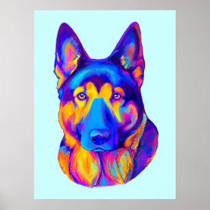 German Shepherd in Colors Poster