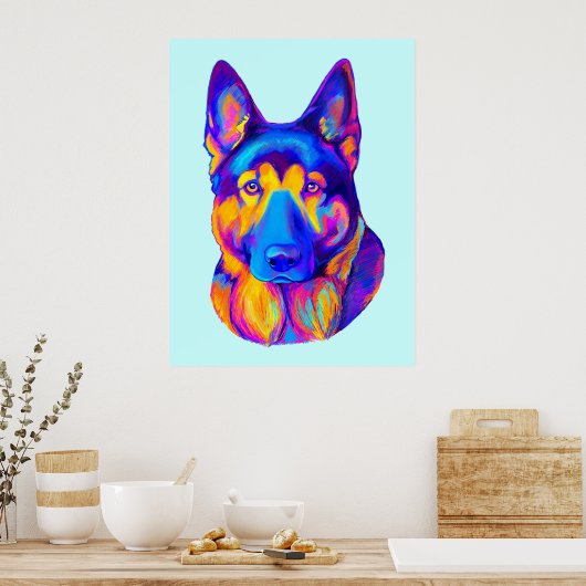 German Shepherd in Colors Poster (Keuken)