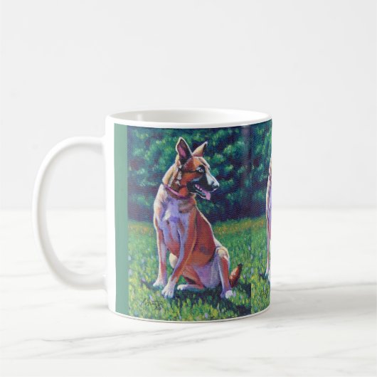 German Shepherd in Field Koffiemok (Links)