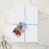 German Shepherd in Kerstmis Delivery Truck Snow Cadeaulabel (Met Touw)