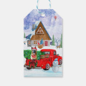 German Shepherd in Kerstmis Delivery Truck Snow Cadeaulabel (Achterkant)
