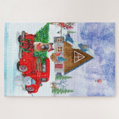 German Shepherd in Kerstmis Delivery Truck Snow Legpuzzel (Horizontaal)