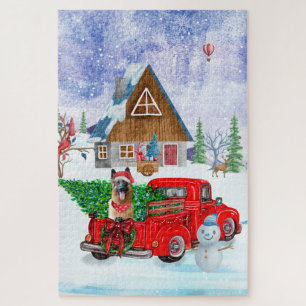 German Shepherd in Kerstmis Delivery Truck Snow Legpuzzel