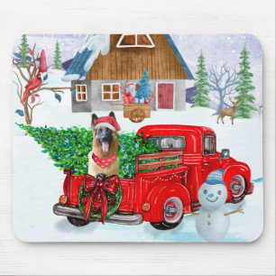 German Shepherd in Kerstmis Delivery Truck Snow Muismat