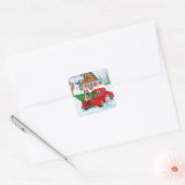 German Shepherd in Kerstmis Delivery Truck Snow Vierkante Sticker (Envelop)