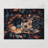 German Shepherd in Leaves Briefkaart (Voorkant)