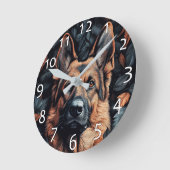 German Shepherd in Leaves Ronde Klok (Hoek)