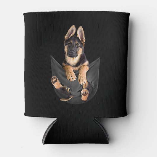 German Shepherd in Pocket T-Shirt Funny Dog Lover Blikjeskoeler (Voorkant)