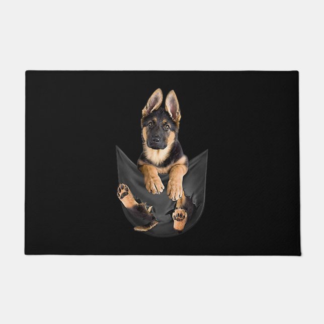 German Shepherd in Pocket T-Shirt Funny Dog Lover Deurmat (Voorkant)