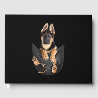 German Shepherd in Pocket T-Shirt Funny Dog Lover Gastenboek