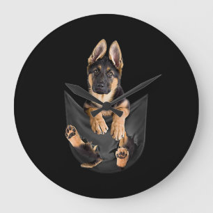 German Shepherd in Pocket T-Shirt Funny Dog Lover Grote Klok