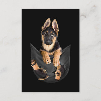 German Shepherd in Pocket T-Shirt Funny Dog Lover Informatiekaartje
