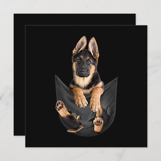 German Shepherd in Pocket T-Shirt Funny Dog Lover Kaart (Voorkant / Achterkant)