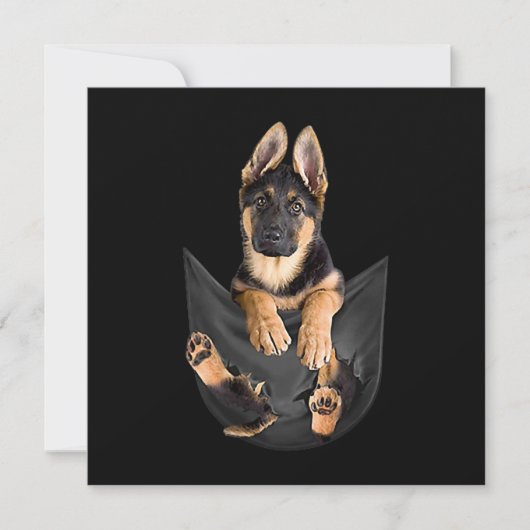 German Shepherd in Pocket T-Shirt Funny Dog Lover Kaart (Voorkant)