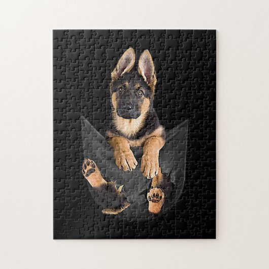 German Shepherd in Pocket T-Shirt Funny Dog Lover Legpuzzel (Verticaal)