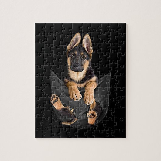 German Shepherd in Pocket T-Shirt Funny Dog Lover Legpuzzel (Verticaal)
