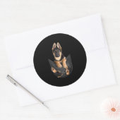 German Shepherd in Pocket T-Shirt Funny Dog Lover Ronde Sticker (Envelop)