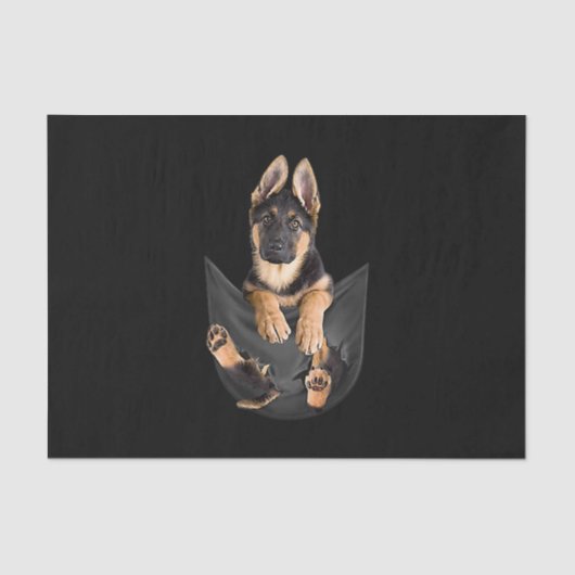 German Shepherd in Pocket T-Shirt Funny Dog Lover Tissuepapier (Voorkant)