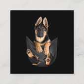 German Shepherd in Pocket T-Shirt Funny Dog Lover Vierkante Visitekaartje (Voorkant)