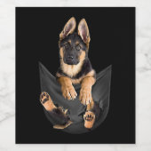 German Shepherd in Pocket T-Shirt Funny Dog Lover Wijn Etiket (Enkel label)