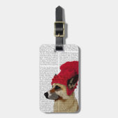 German Shepherd in Red Wooly Pet Bagagelabel (Voorkant verticaal)