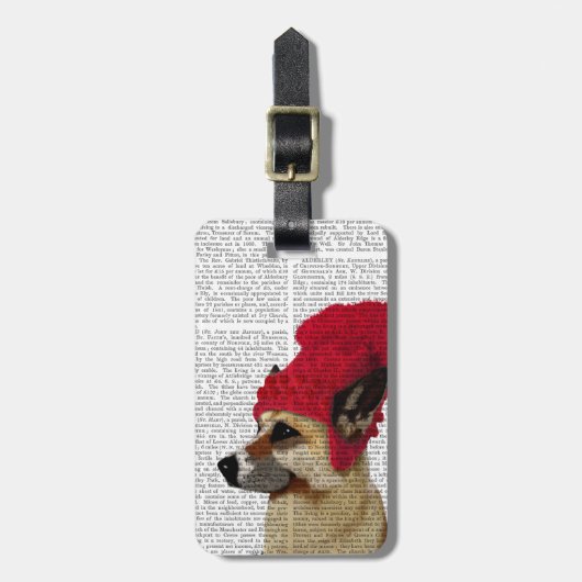 German Shepherd in Red Wooly Pet Bagagelabel (Voorkant verticaal)