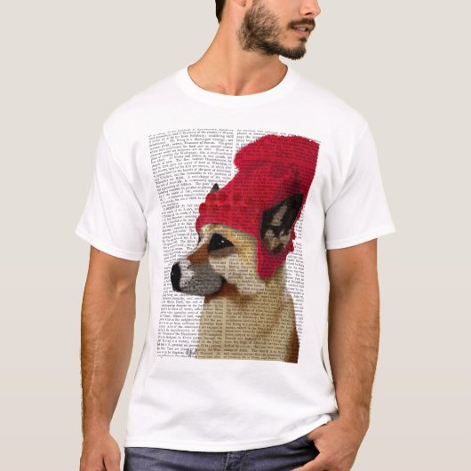 German Shepherd in Red Wooly Pet T-shirt (Voorkant)