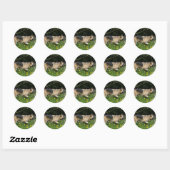 German Shepherd in Yellow Flowers Ronde Sticker (Vel)