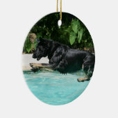 German Shepherd Jumping in Water Keramisch Ornament (Rechts)