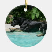 German Shepherd Jumping in Water Keramisch Ornament (Voorkant)
