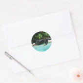 German Shepherd Jumping in Water Ronde Sticker (Envelop)