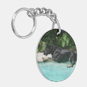 German Shepherd Jumping in Water Sleutelhanger (Voorkant Links)