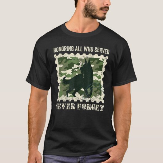 German Shepherd K9 Honoring all who Served T-shirt (Voorkant)