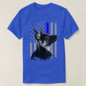 German Shepherd K9 Unit Thin Blue Line Flag Police T-shirt (Design voorkant)