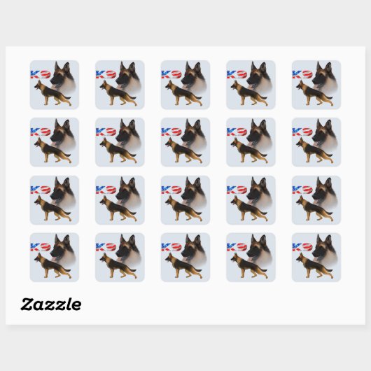 German Shepherd K9 Vierkante Sticker (Vel)