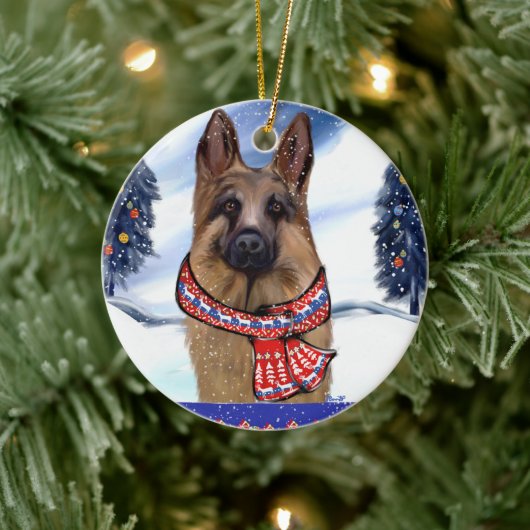 GERMAN SHEPHERD KERAMISCH ORNAMENT (Boom)