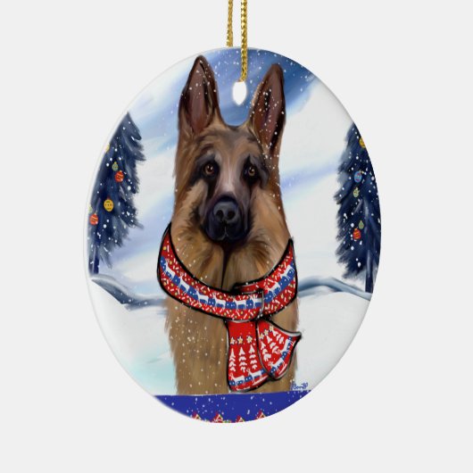 GERMAN SHEPHERD KERAMISCH ORNAMENT (Rechts)