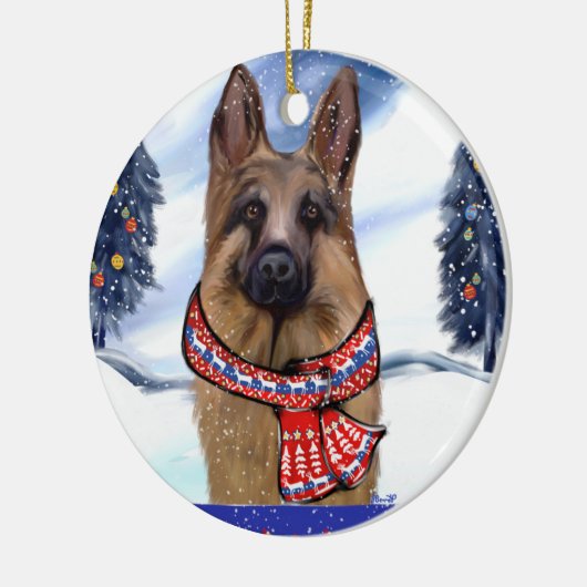 GERMAN SHEPHERD KERAMISCH ORNAMENT (Links)