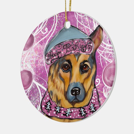 German Shepherd Keramisch Ornament (Links)