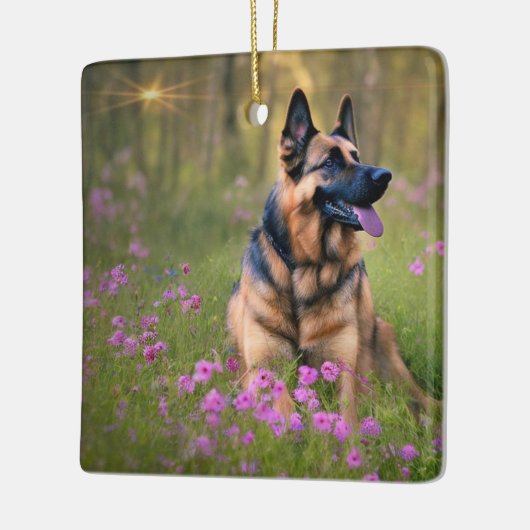 German Shepherd Keramisch Ornament (Links)