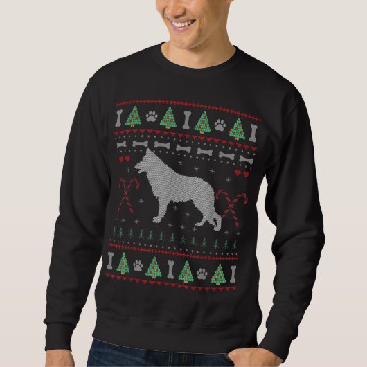 German Shepherd kerst Ugly Sweater Funny Dog L (Voorkant)