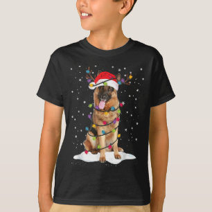 German Shepherd kerstboom Light Pajama Dog Xm T-shirt