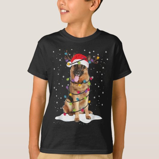 German Shepherd kerstboom Light Pajama Dog Xm T-shirt (Voorkant)