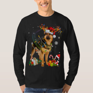 German Shepherd Kersthond Reindeer Funny Xmas T-shirt