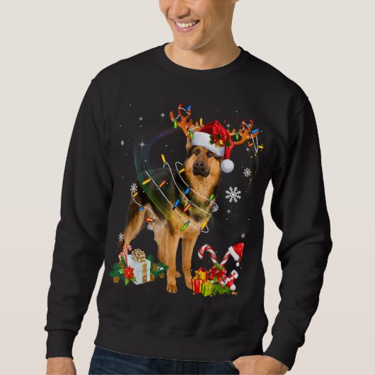 German Shepherd Kersthond Reindeer Funny Xmas Trui (Voorkant)