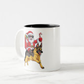 German Shepherd kerstkerstkerstkerstkerstman Woofm Tweekleurige Koffiemok (Voorkant links)