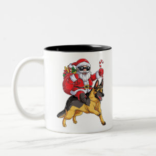 German Shepherd kerstkerstkerstkerstkerstman Woofm Tweekleurige Koffiemok