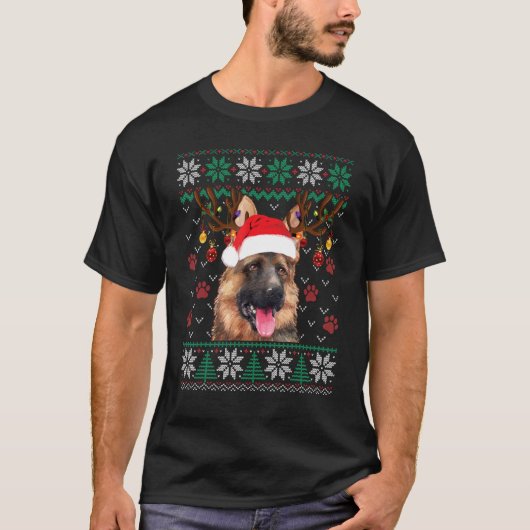 German Shepherd kerstkerstkerstkerstman — Ugly Swe T-shirt (Voorkant)