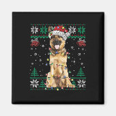 German Shepherd Kerstkerstkerstman Ugly Sweater Do Magneet (Voorkant)