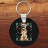 German Shepherd Kerstkerstkerstman Ugly Sweater Do Sleutelhanger (Voorkant)